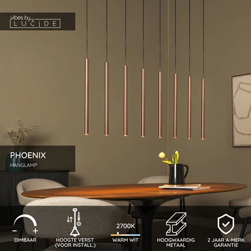Lucide PHOENIX - Hanglamp - LED Dimb. - G9 - 8x3W 2700K - Koffie - Vibes - USP